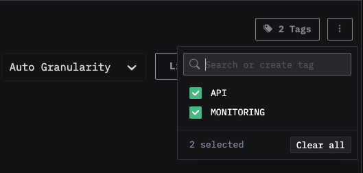 Несколько тегов, выбранных на дашборде